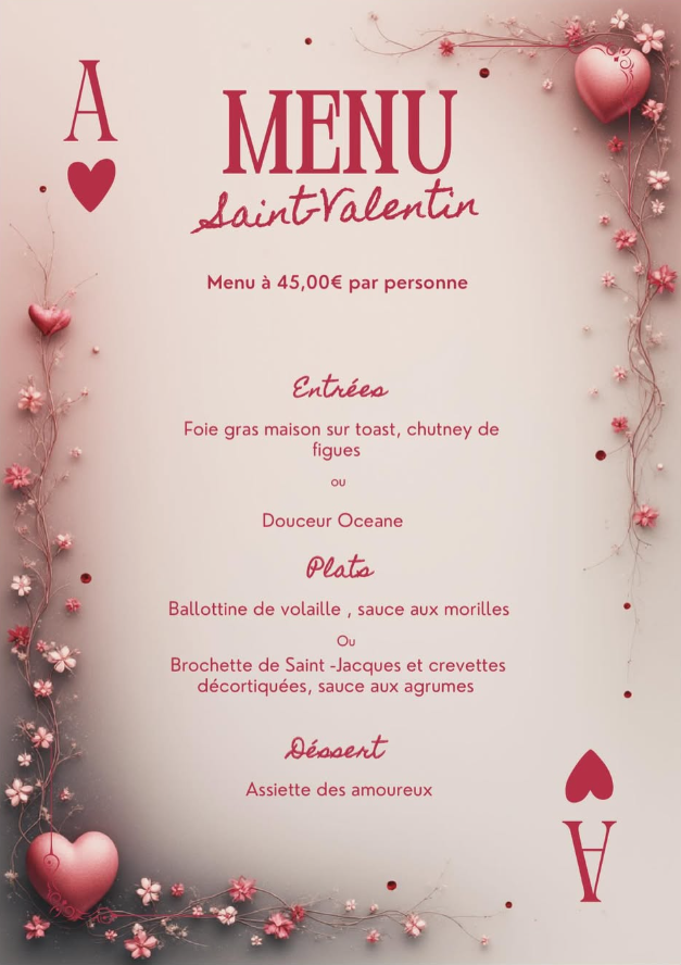 Menu Saint Valentin Le Valgo Fermeture Le Valgo